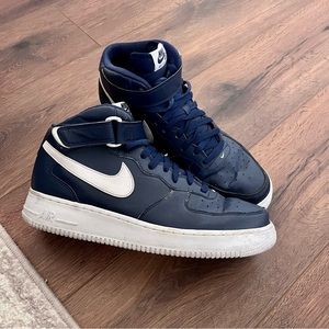 Nike Air Force 1 navy mid top sneakers, size 12